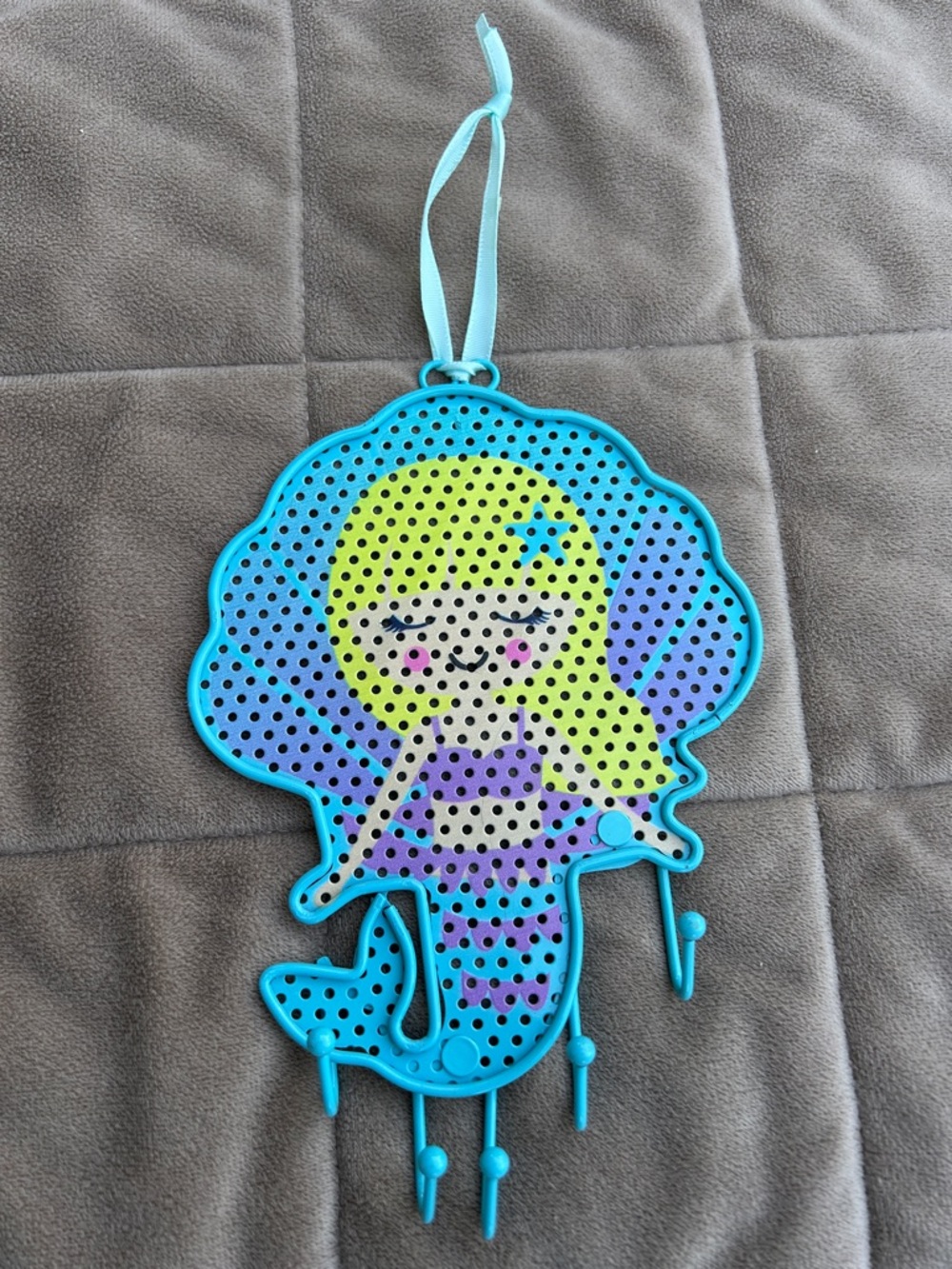 Mermaid Metal Hanging Key & Jewelry Organizer turquoise, Purple, Yellow. Small